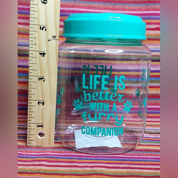 Pet Snack Jar "Life is Better with a Furry Companion" Treat Cookie Container - Picture 7 of 7
